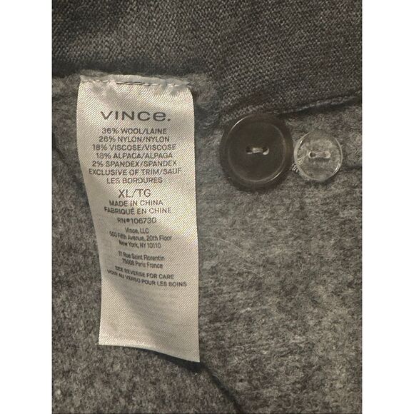 Vince Women's Button Front Wool Alpaca Blend Knit Oversized Cardigan Gray XL - Picture 7 of 9